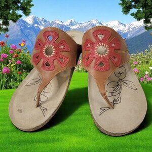 Josef Seibel Floral Leather Sandals Size 40 (US 9) – Comfort Footbed